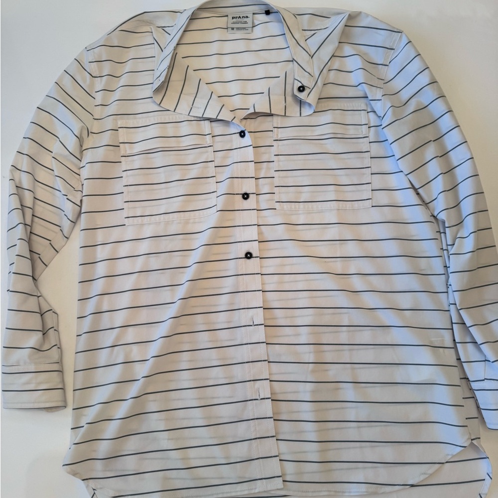 Prana Women's White and Black Striped Tunic